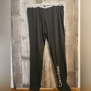 Calvin Klein Womans Leggings Large Black Cotton Blend Mid Rise Performance Ankle